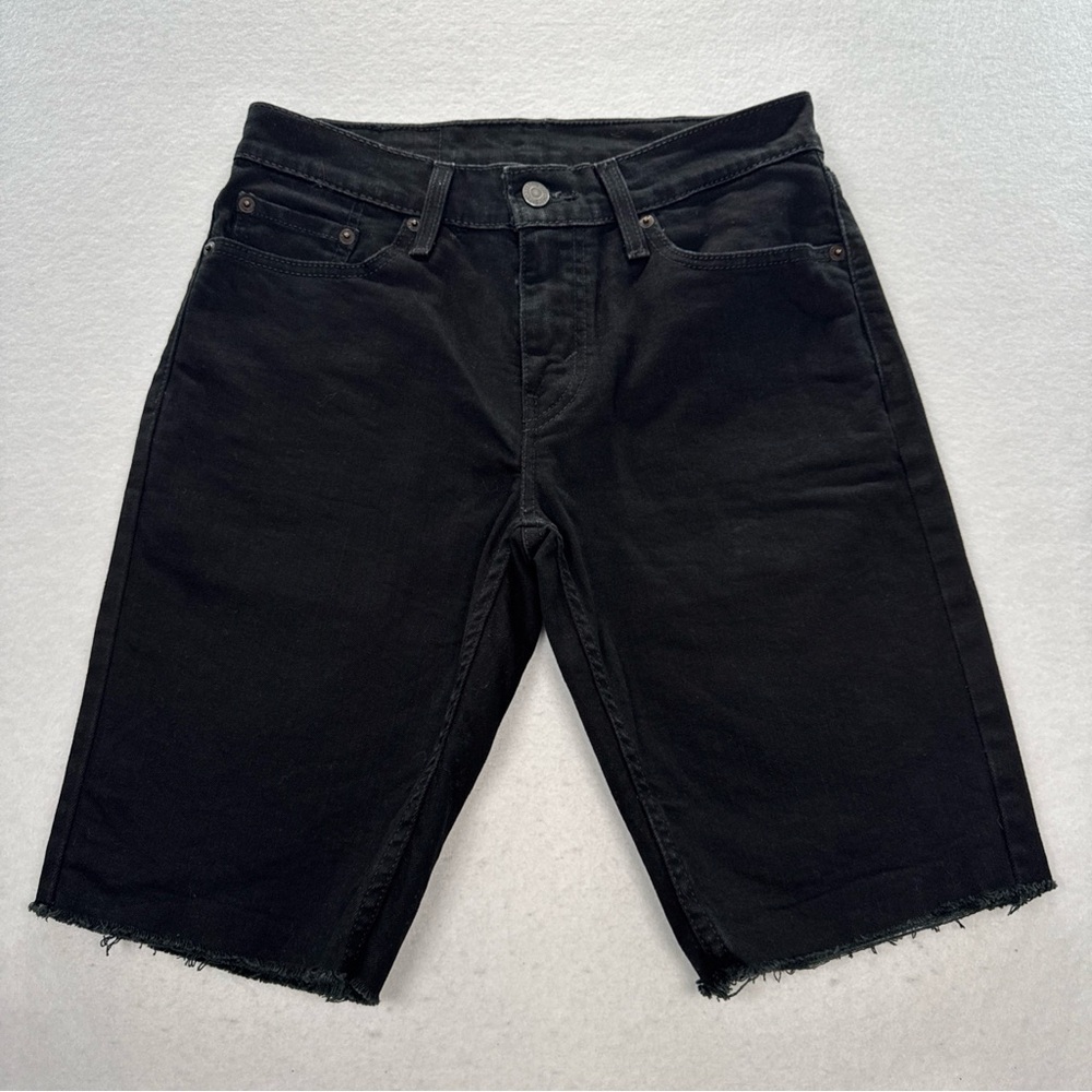 Levi’s 511 Jean Shorts Fits Men 28 Black Denim Cutoff Raw Hem Stretch Bermuda
